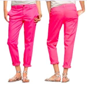 Gap Neon Pink Broken-In Straight Khakis Pants, size 10